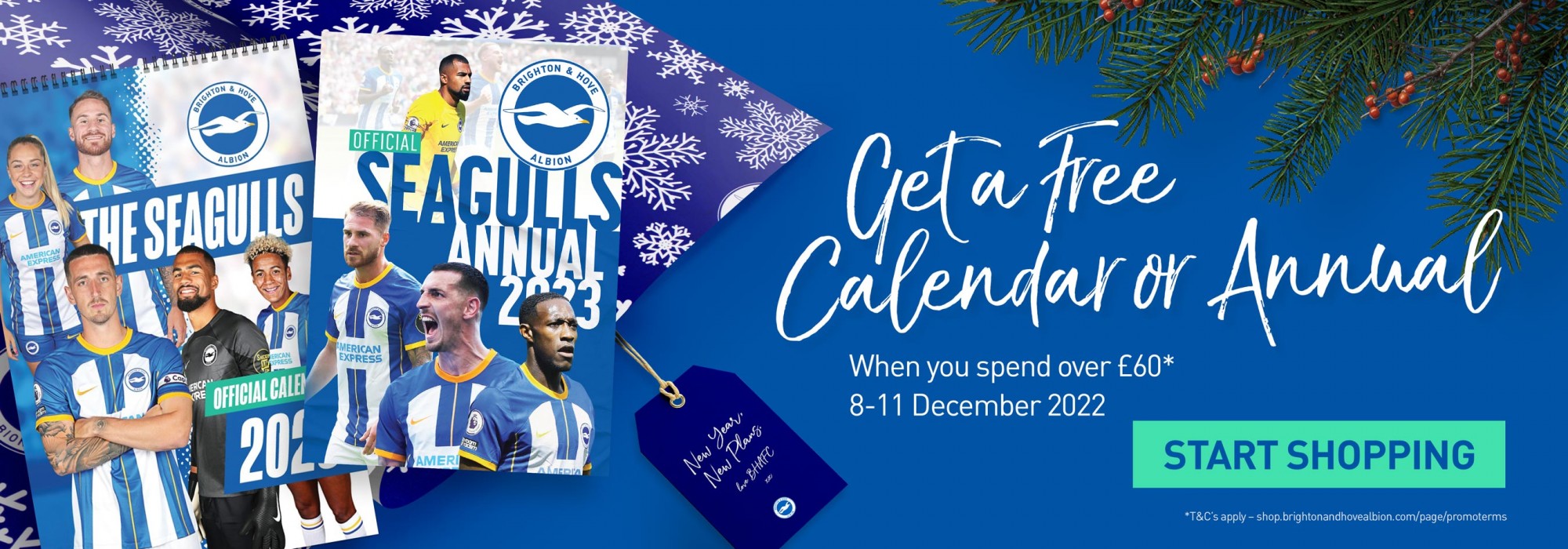 Spend over £60 and receive a free calendar or annual