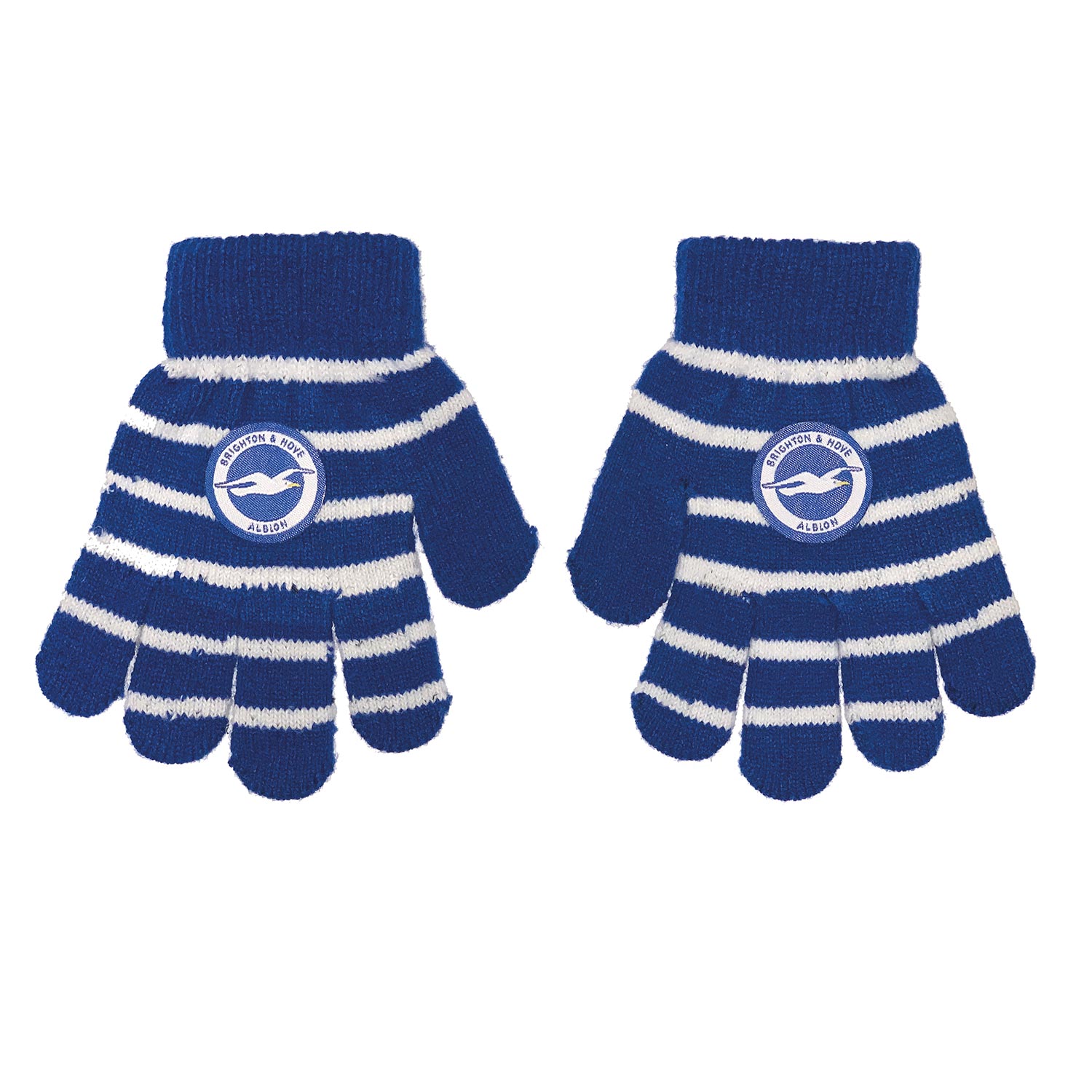 blue and white striped gloves