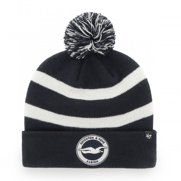 Navy and white bobble hat, features tonal crest and 47 brand