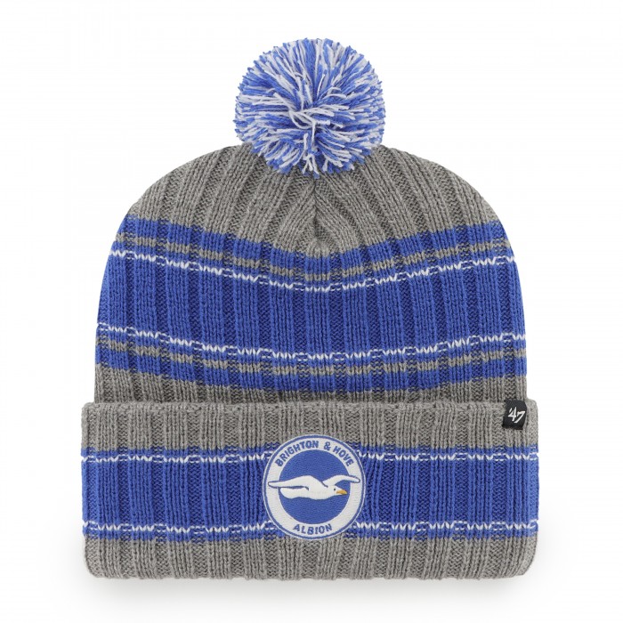 Grey and Royal kitted bobble cuff hat, features club crest and 47 brand Grey and Royal kitted bobble cuff hat, features club crest and 47 brand