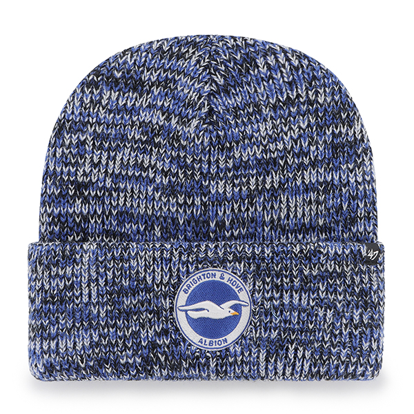 Blue and white mixed marl knitted bronx, features colour crest and 47 brand
