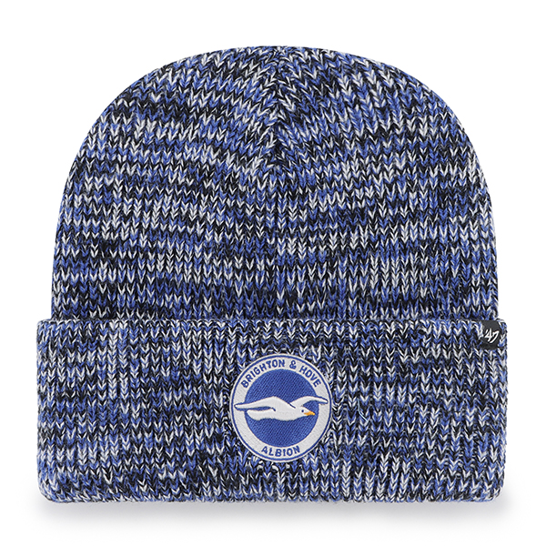 Blue and white mixed marl knitted bronx, features colour crest and 47 brand Blue and white mixed marl knitted bronx, features colour crest and 47 brand