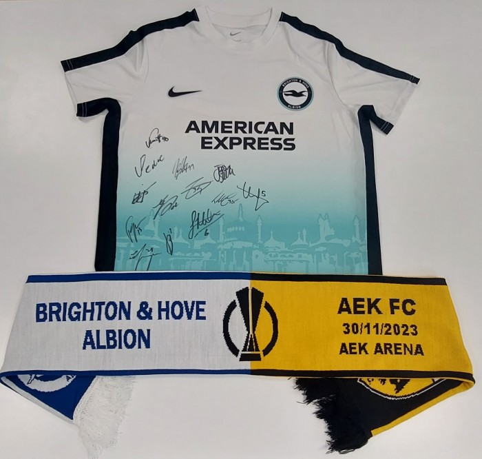 Signed Match-Issued Europa League Jersey + Scarf
