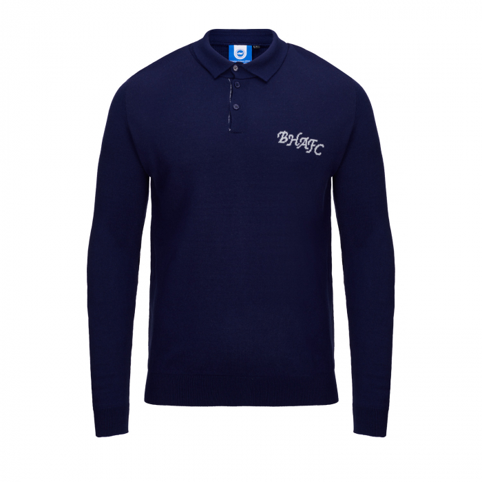 BHAFC Navy Script L/S Knitted Polo