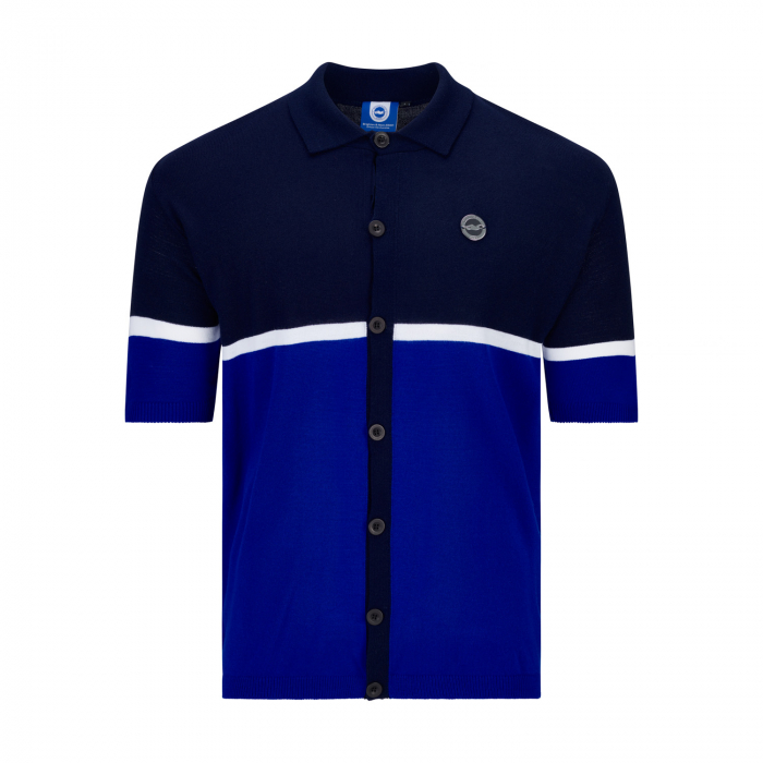 brighton royal blue and navy button polo shirt