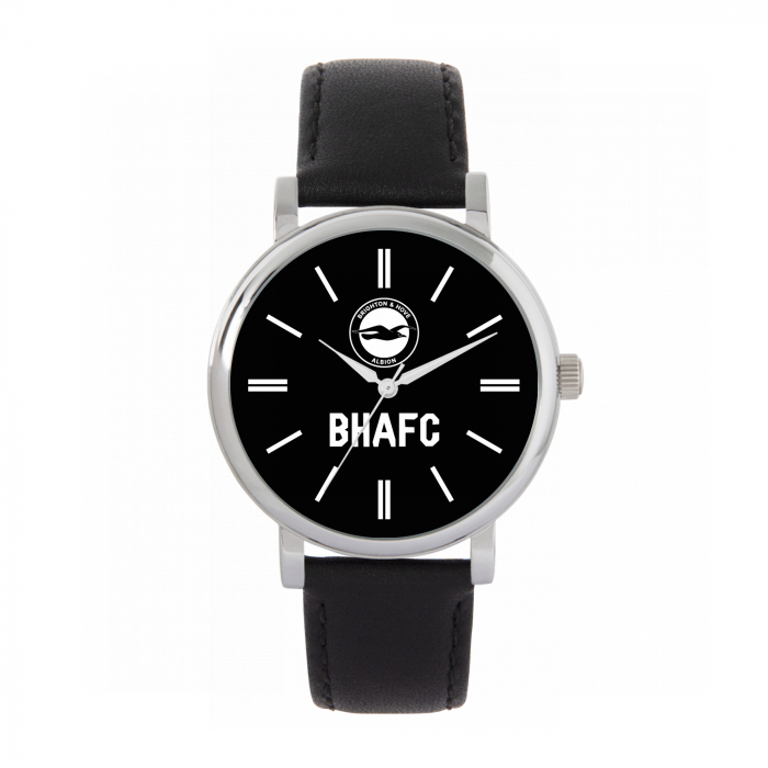 brighton black leather strap watch
